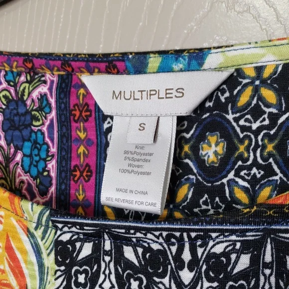 NWT Multiples Colorful Patchwork Women's Top Size Small - Picture 7 of 8